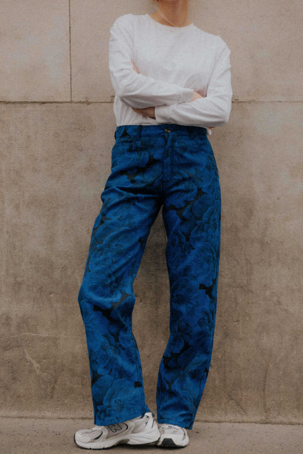 Pantalon Charlie Fleurs bleu Orta