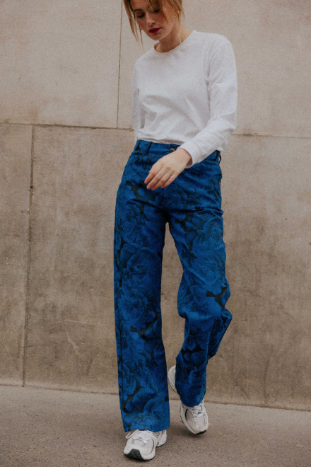 Pantalon Charlie Fleurs bleu Orta