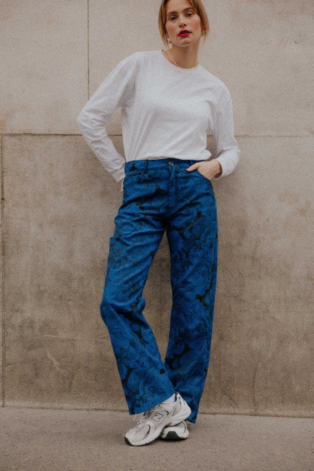 Pantalon Charlie Fleurs bleu Orta