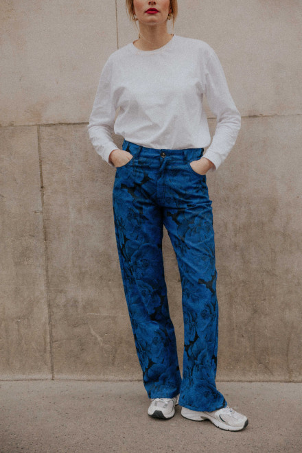 Pantalon Charlie Fleurs bleu Orta