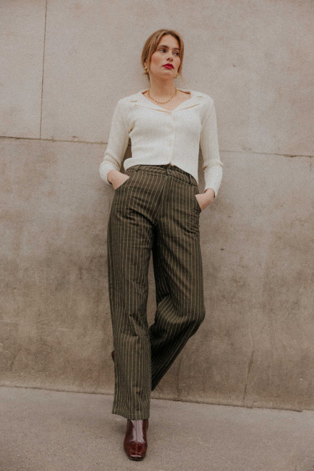 Pantalon Amandine Rayure kaki Orta