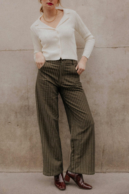 Pantalon Amandine Rayure kaki Orta