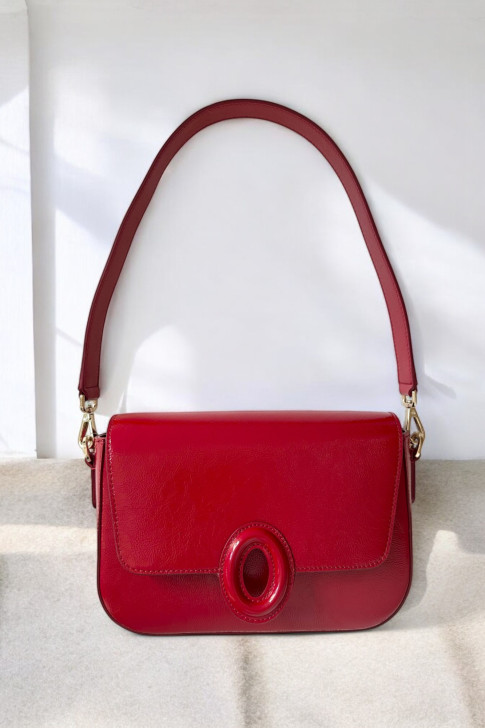Le Bruxelles Glossy Red Leather Bag