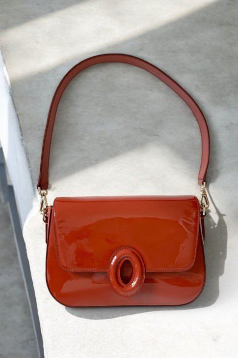 Le Bruxelles Patent Leather Terracotta Bag