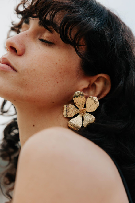Boucles d'oreille Flore doré Orta