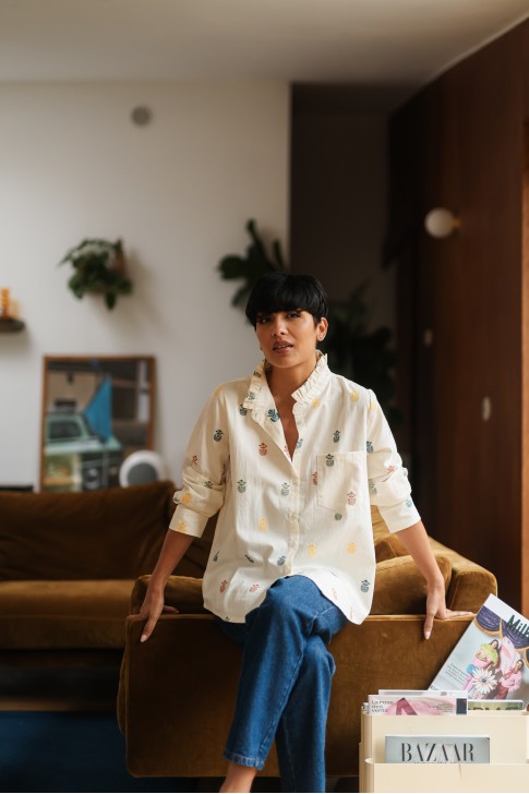 Rose embroidered shirt