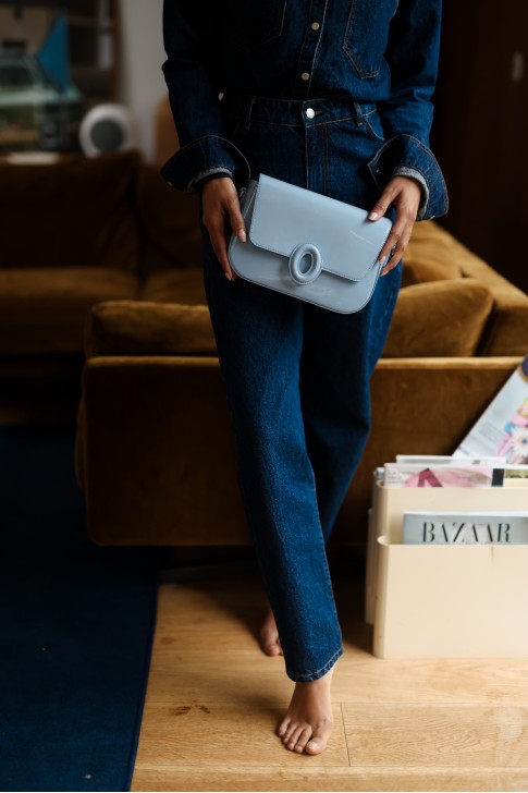 Sac Le Bruxelles Vernis bleu dragée