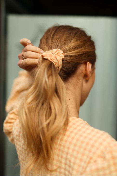 Yellow vichy scrunchie