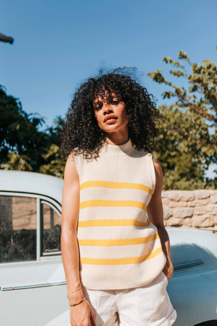 Top Charlene rayures jaunes - Orta