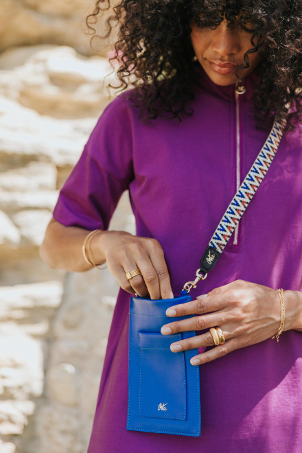 Madrid electric blue pouch with shoulder strap - Orta