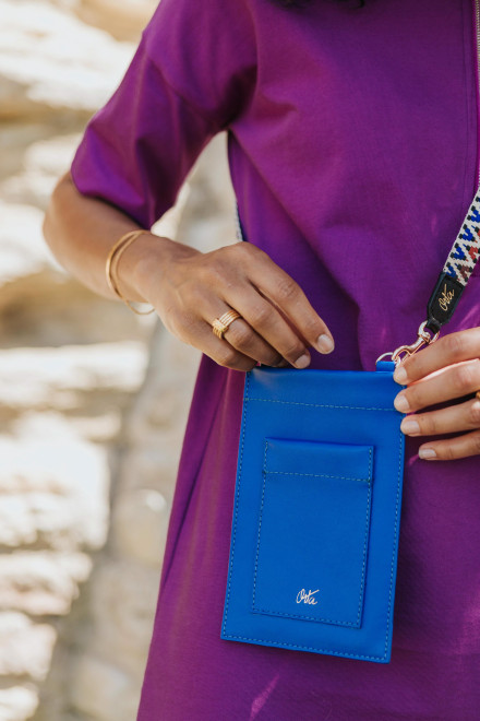 Madrid electric blue pouch with shoulder strap - Orta