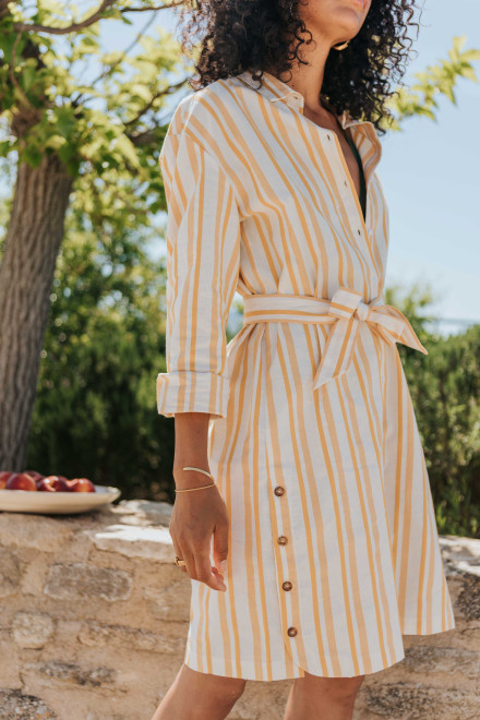 Robe Jeanne rayures jaunes - Orta