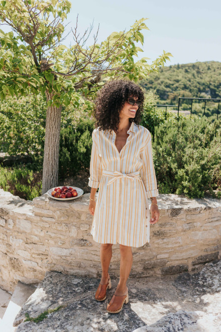 Robe Jeanne rayures jaunes - Orta